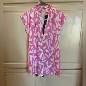 THML Pink and White Patterned Blouse